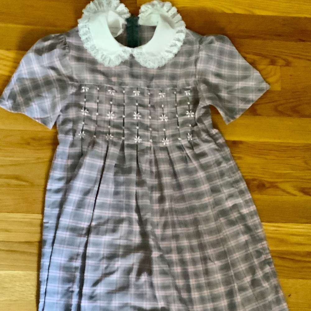80’s Girls Dress HAND Smocked cottage core Prairie